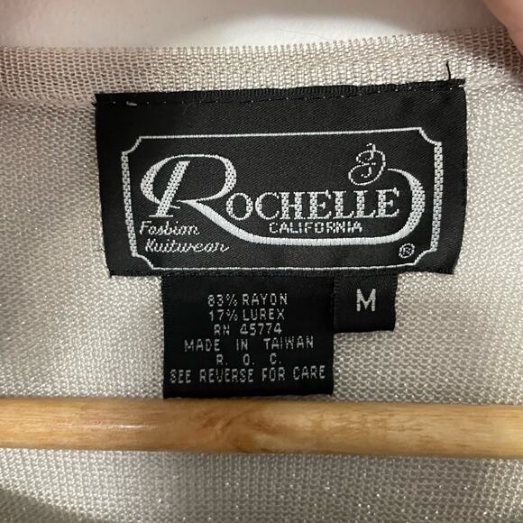 Rochelle California Ombre Top M Sparkly Long Sleeve Boat Neck Vintage Career - Picture 3 of 3